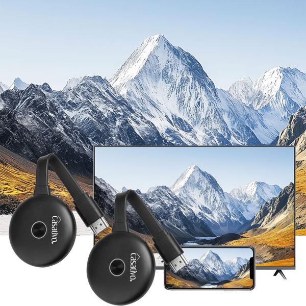 2er-Set WLAN-HDMI-4K-Streaming-Empfänger Dongle, Drahtloser SmartMedia Player, AirPlay, DLNA, Miracast, iOS, MacOS, Airplay, Android, für TV, Monitor, Beamer