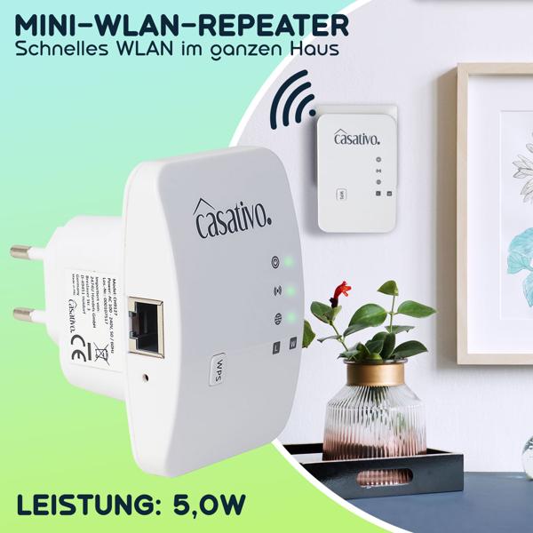 2er-Set Mini-WLAN-Repeater mit WPS-Funktion, 300 Mbit/s, LAN-Anschluss & 2,4 GHz, Verstärkt das WLAN-Signal & erweitert die Reichweite
