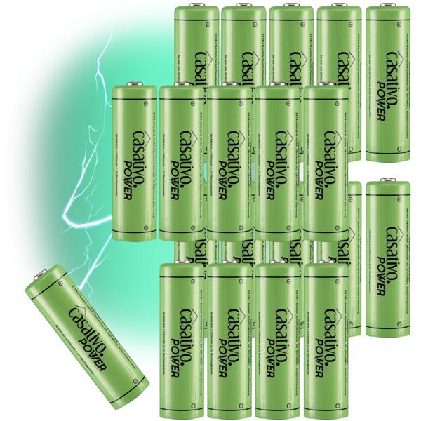 20er Pack AA Akkus 2700 mAh mit Case - Wiederaufladbare NiMH Batterien für Kameras Spielzeug Fernbedienungen - 1.2V - bis 1000 Ladezyklen