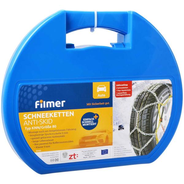 Schneeketten 9mm - Einfache & schnelle Montage für Grip auf Schnee & Eis - Feingliedrige Spurkreuzkette 13"-17", 175-225mm - TÜV/GS Ö-Norm zertifiziert