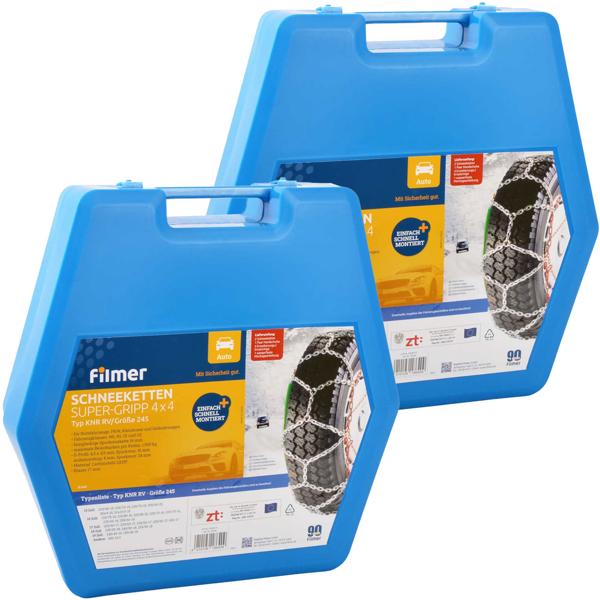 Super-Gripp 4x4 Schneeketten 16mm - Max. Traktion & Sicherheit für PKW, SUV, Nutzfahrzeuge - Für 15-19 Zoll, 215-255 mm Reifen - Einfache Montage