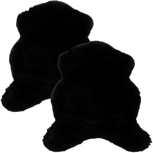 2er-Set Kuschelfell aus Kunstfell/Wildlederimitat - Schwarz, 90x60 cm - Weich, flauschig, vielseitig als Teppich, Bettvorleger, Sitzauflage