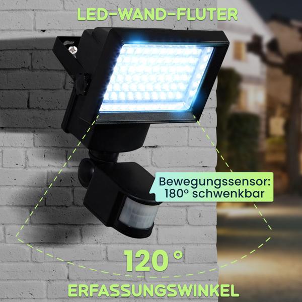 Leistungsstarker LED Solar-Strahler mit Bewegungsmelder - Mehr Sicherheit für Ihr Zuhause - Helle 600 Lumen Aussenleuchte für Garten & Hof