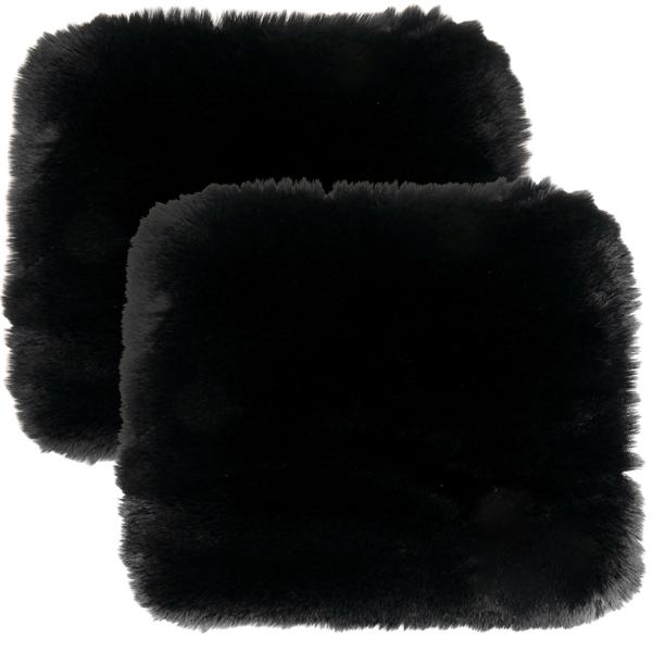 2er-Set Kuschelfell aus Kunstfell - Wildlederimitat Unterseite für gemütliche Wohnatmosphäre - 38x38cm, schwarz - Teppich, Bettvorleger, Sitzauflage