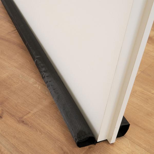 Zugluftstopper mit Doppeldichtung - Türbodendichtung für Türen, Wärmeverlust- & Energieeinsparung - 86x4 cm, Schwarz - Senkt Heizkosten