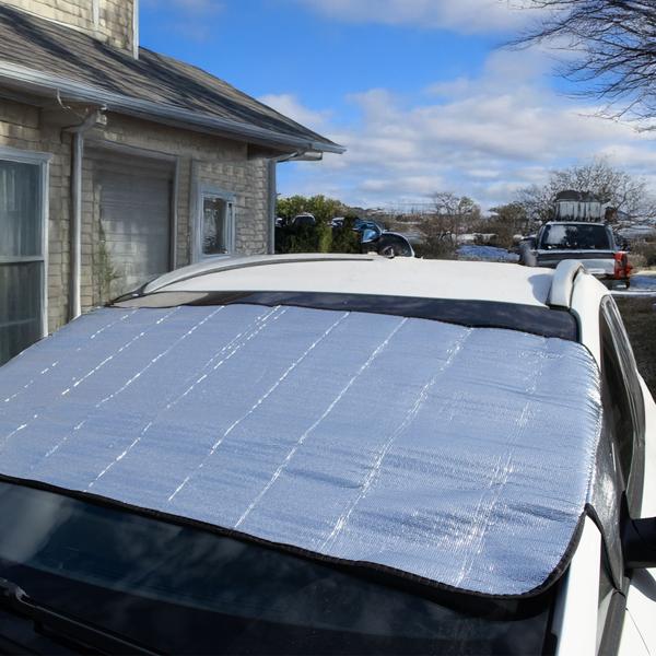 Windschutzscheibenabdeckung 2er-Set - Laschen Befestigung Schutz vor Eis, Frost, Schnee & Hitze - 200 x 70 cm, faltbar - universell für PKW, SUV