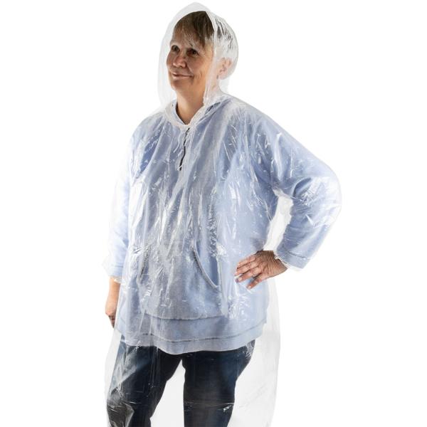 8er-Set Regenponcho mit Kapuze & Ärmeln, transparent - Optimaler Regenschutz für Alltag, Festivals Wandern und Notfälle