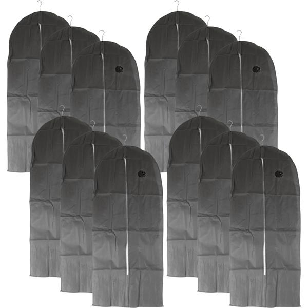 12er-Set Kleiderschutzhülle mit Reissverschluss - Staub- & knitterfreie Aufbewahrung von Textilien - 137x60 cm grau - Ideal für Reisen & Kleiderschrank