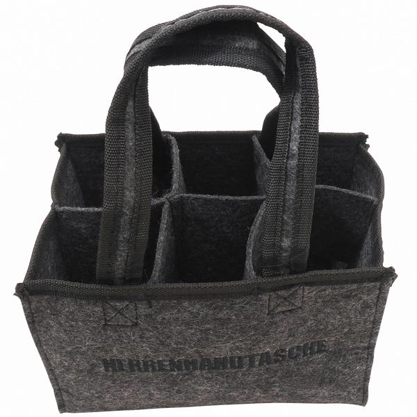 Flaschentasche mit Herrenhandtasche-Stickerei - Sicherer Transport für 6 Bierflaschen - Anthrazit Filz - Ideales Geschenk für Männer