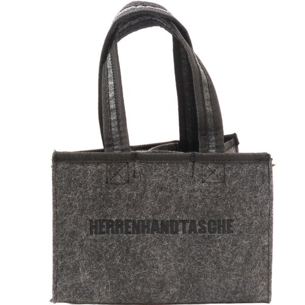 Flaschentasche mit Herrenhandtasche-Stickerei - Sicherer Transport für 6 Bierflaschen - Anthrazit Filz - Ideales Geschenk für Männer