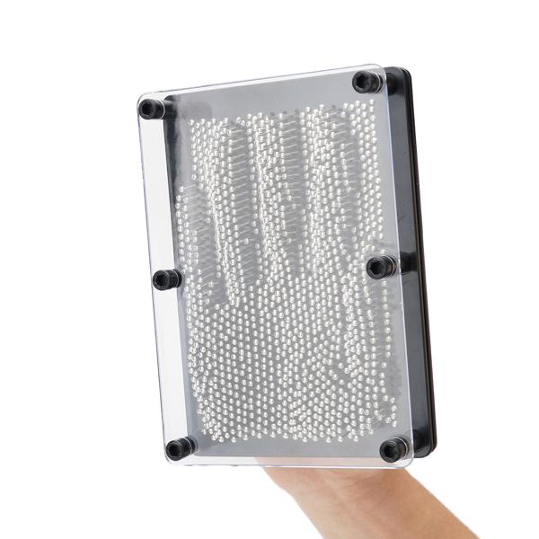 2er-Set 3D Nagelbilder - Faszinierende Reliefs & positive Abdrücke Ihrer Hände - 2160 Metallstifte, Acrylglas-Abdeckung, 124x176x78mm - schwarz/silber