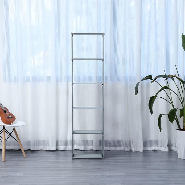 Regal mit 5 Fächern - ohne Werkzeug montierbar - 42x26x153 cm grau - 25 kg Traglast - flexibler Stauraum für Zuhause, Büro & Gewerbe