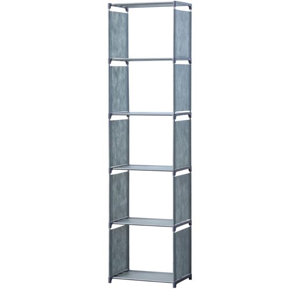 Regal mit 5 Fächern - ohne Werkzeug montierbar - 42x26x153 cm grau - 25 kg Traglast - flexibler Stauraum für Zuhause, Büro & Gewerbe