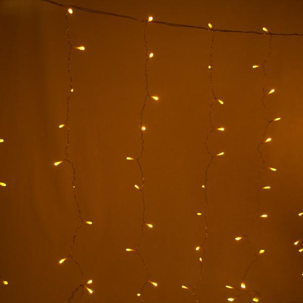 2er-Set LED Lichtervorhang 154 warmweisse LEDs – 8 Lichtmodi für drinnen & draussen – Spritzwassergeschützt IP44, 1.5x1.3m mit 11 Strängen