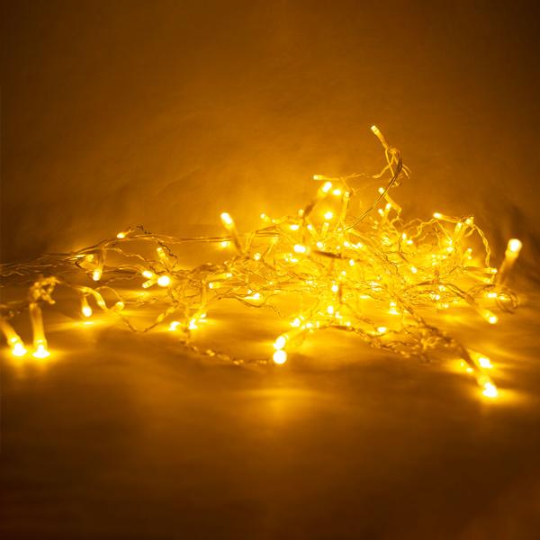 2er-Set LED Lichtervorhang 154 warmweisse LEDs – 8 Lichtmodi für drinnen & draussen – Spritzwassergeschützt IP44, 1.5x1.3m mit 11 Strängen