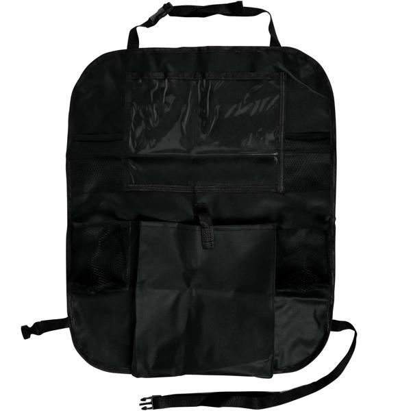 2er-Set Autositz-Organizer - Tablet-Halterung für Rücksitz-Passagiere - 5 Fächer, schwarz, Polyester, verstellbare Riemen, 55x19 cm