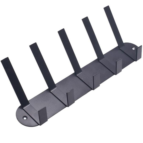 Garderobenleiste Stahl Schwarz - 5 Doppelhaken für Jacken, Mützen & Schals - Einfache Wandmontage inkl. Schrauben & Dübel - 30x12.4x6.75cm