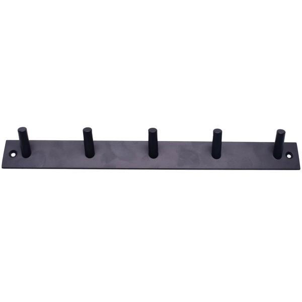 2er-Set Garderobenleiste aus Stahl mit 5 Haken - Wandmontage, inkl. Schrauben/Dübel - Schwarz, 31.8x3.6x3.1cm - Für Flur, Schlafzimmer, Bad