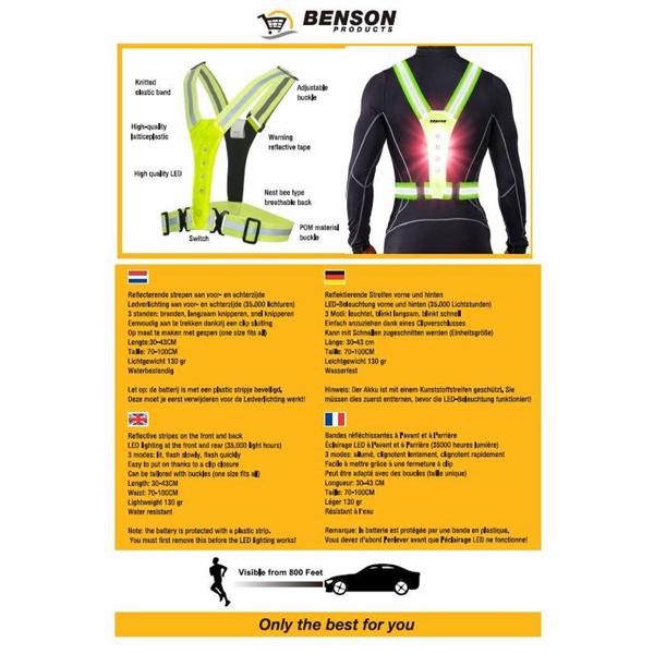 Hochsichtbare Sicherheitsweste in Neongelb, 3 Leuchtmodi, wasserfest & verstellbar – Gürtelweste ideal für Jogger, Radfahrer & Outdoor-Sport bei Dunkelheit