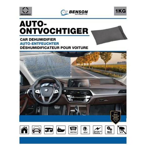 Auto-Luftentfeuchter mit Silica Gel 1kg - Wiederverwendbar gegen Feuchtigkeit, Schimmel & Gerüche - Für Auto, Schrank, Keller, Wohnwagen, grau