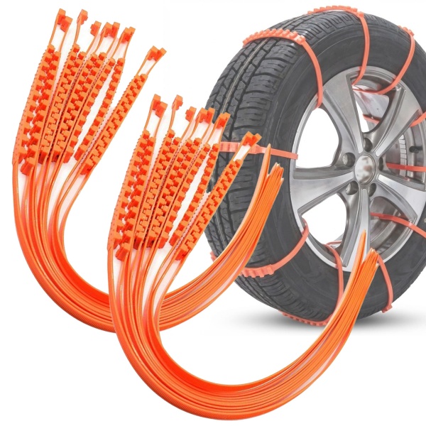 Antirutsch-Bänder für Autoreifen – 20-tlg Anfahrhilfe für sicheres Weiterkommen auf rutschigem Untergrund – Universell passend für PKW-Reifen, 900x20mm