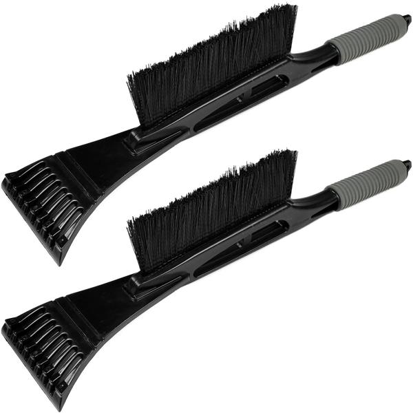 2er-Set Eiskratzer mit Schneebesen - Vielseitiges 2-in-1 Design für effiziente Schnee- & Eisentfernung Auto - Lange 45cm Bürste Softgrip-Griff