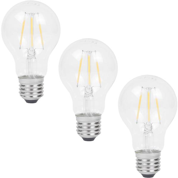 3er-Set LED-Filament-Lampe A60 - 360° warm-weisse Beleuchtung für entspannte Atmosphäre - E27-Fassung - 4W, 400lm, 2500K - Dimmbar & energieeffizient
