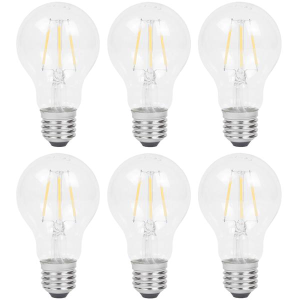 6er Set LED-Filament-Lampe A60 E27 - Dimmbar - 400 Lumen 4W 2500K warm-weiss - 360° Beleuchtung - 20.000 Std Lebensdauer für gemütliches Ambiente