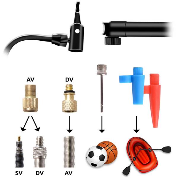 Ventiladapter 5-teiliges Pumpen-Adapter-Set - zum Aufblasen von Schwimmhilfen, Booten, Planschbecken & Bällen - kompatibel mit Dunlop-, Sclaverand- & Autoventil