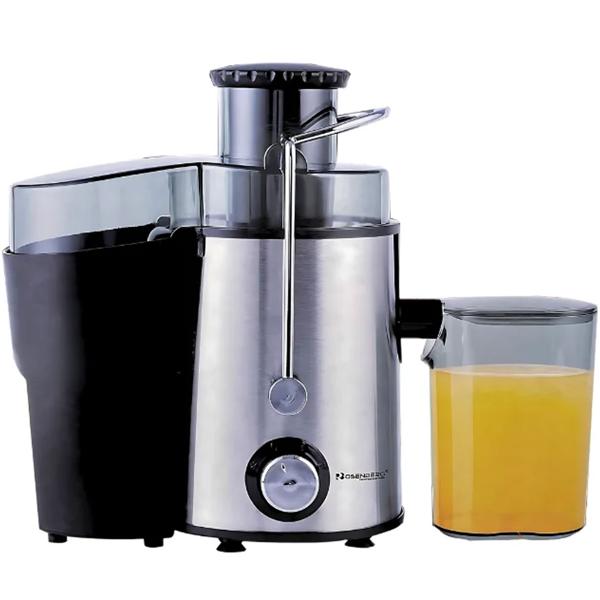 Schnell-Entsafter, Edelstahl/ABS, silber/schwarz – Elektrischer Zentrifugal-Entsafter, hohe Saftausbeute, 600 ml Kapazität