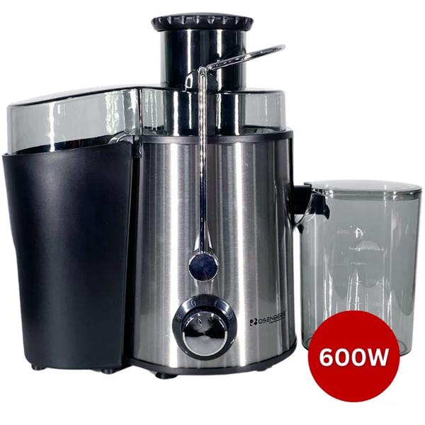 Schnell-Entsafter, Edelstahl/ABS, silber/schwarz – Elektrischer Zentrifugal-Entsafter, hohe Saftausbeute, 600 ml Kapazität