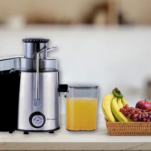 Schnell-Entsafter, Edelstahl/ABS, silber/schwarz – Elektrischer Zentrifugal-Entsafter, hohe Saftausbeute, 600 ml Kapazität