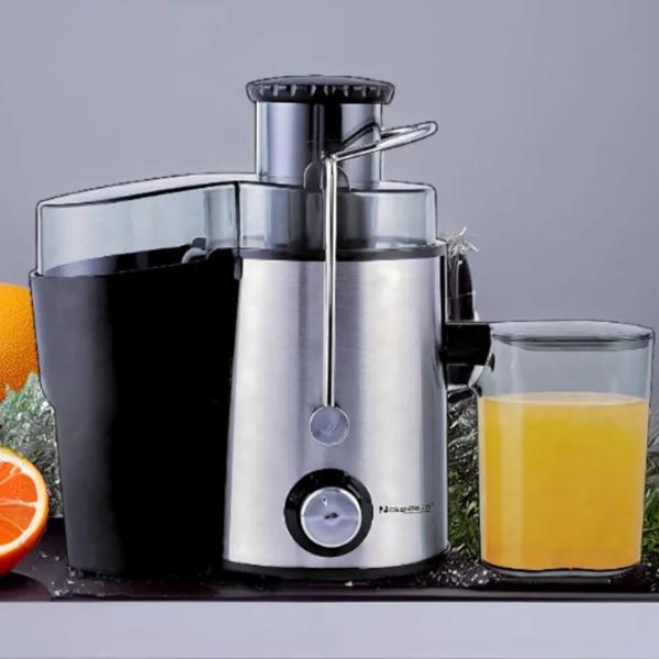 Schnell-Entsafter, Edelstahl/ABS, silber/schwarz – Elektrischer Zentrifugal-Entsafter, hohe Saftausbeute, 600 ml Kapazität