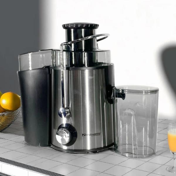 Schnell-Entsafter, Edelstahl/ABS, silber/schwarz – Elektrischer Zentrifugal-Entsafter, hohe Saftausbeute, 600 ml Kapazität