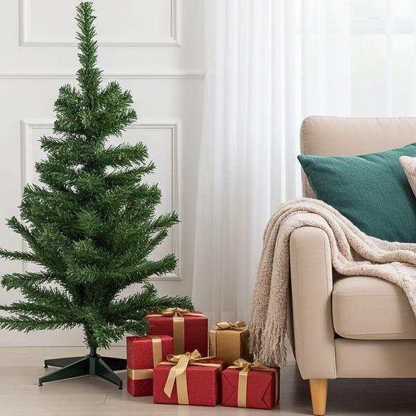 Künstlicher Tannenbaum - 150 cm Höhe - Dunkelgrün, schnell aufgebaut, stabil & wiederverwendbar - Ideal für Zuhause, Büro & kleine Räume - Ohne Deko