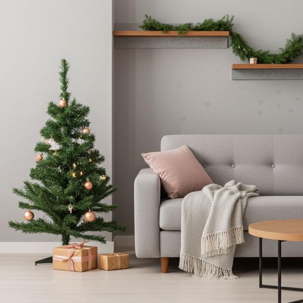 Künstlicher Tannenbaum - 150 cm Höhe - Dunkelgrün, schnell aufgebaut, stabil & wiederverwendbar - Ideal für Zuhause, Büro & kleine Räume - Ohne Deko