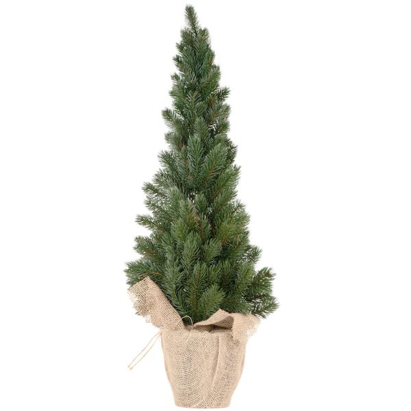 Künstlicher Weihnachtsbaum 80 cm - Naturgetreue Tanne mit Jute-Topf - Stabil & sicher für festliche Deko - Wiederverwendbar - Grün/Beige - Kunststoff/Jute
