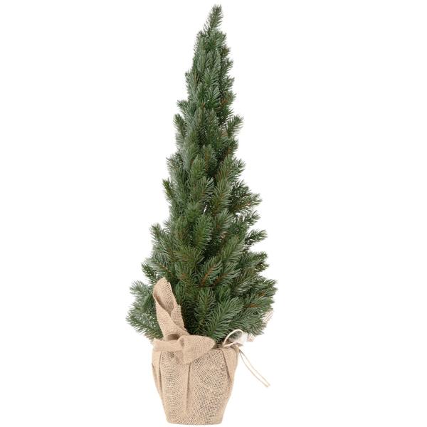 Künstlicher Weihnachtsbaum 80 cm - Naturgetreue Tanne mit Jute-Topf - Stabil & sicher für festliche Deko - Wiederverwendbar - Grün/Beige - Kunststoff/Jute