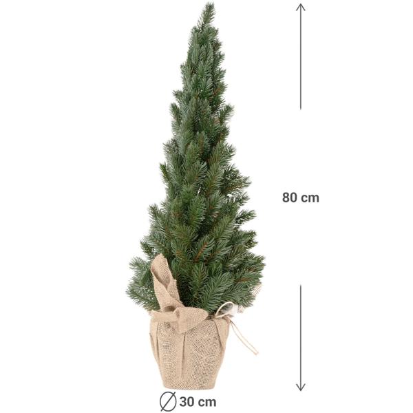 Künstlicher Weihnachtsbaum 80 cm - Naturgetreue Tanne mit Jute-Topf - Stabil & sicher für festliche Deko - Wiederverwendbar - Grün/Beige - Kunststoff/Jute