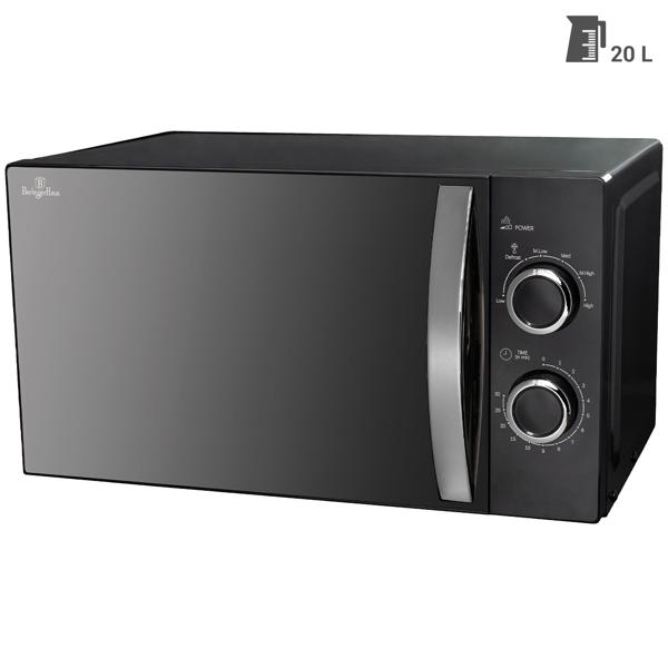 Mikrowelle mit Grillfunktion (20 L, 700W) – Moderner Mikrowellenherd, Auftau-Funktion, matt-schwarz, 6 Stufen