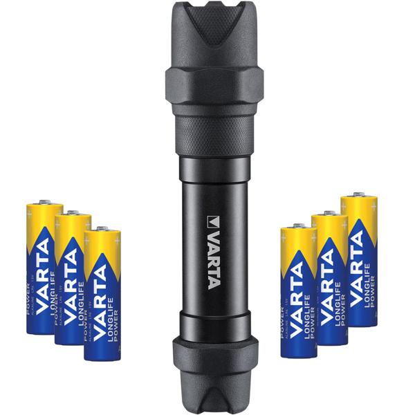 Varta LED-Taschenlampe Indestructible F30 Pro - 650lm-Leuchtweite 279m - IP67 wasserdicht-stossfest IK08 - Inkl. Batterien - 75h Leuchtdauer