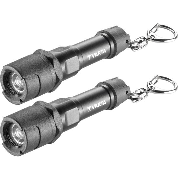 VARTA 2er-Set Schlüsselanhänger LED-Taschenlampe - Indestructible, 12lm, inkl. Batterie - 9m Fallschutz, IPX4, 10m Leuchtweite