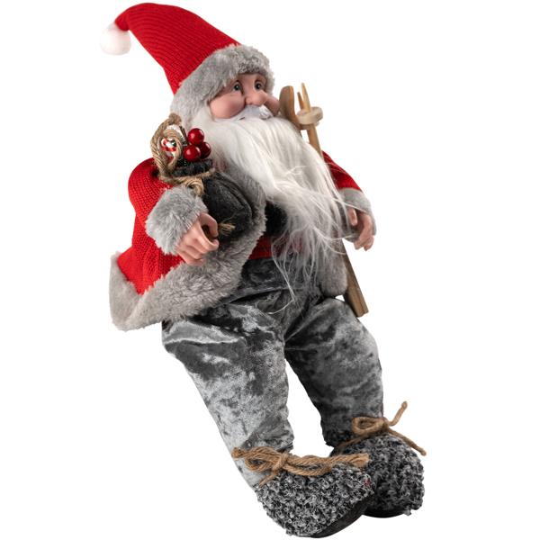 Weihnachtsmann Kantenhocker 50cm - Magische Festtagsstimmung mit Detailreichem Design - Stabil durch Granulatfüllung - Flauschig weicher Körper