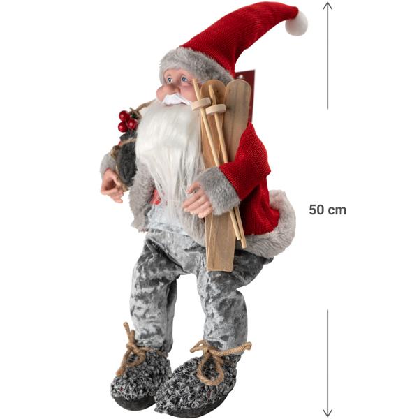 Weihnachtsmann Kantenhocker 50cm - Magische Festtagsstimmung mit Detailreichem Design - Stabil durch Granulatfüllung - Flauschig weicher Körper