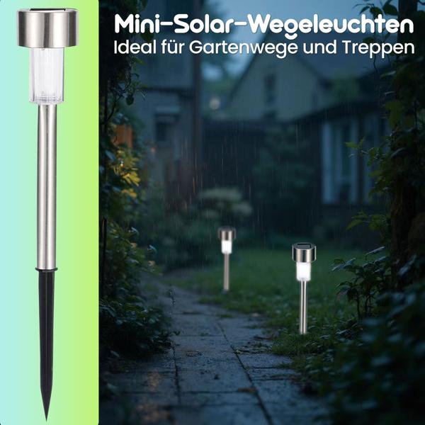 Solar-Wegeleuchten 6er-Set mit Erdspiess & Dämmerungssensor – Edle, wetterfeste Gartenleuchten für sichere Wege & stilvolle Akzente