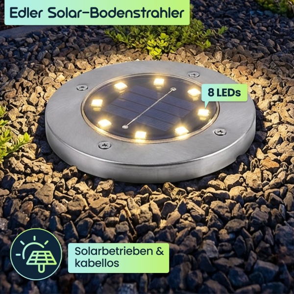Edler Solar-Bodenstrahler 200lm IP44 mit Erdspiess: Helle Aussenleuchte für Garten & Weg – Schaffen Sie Sicherheit & Lichtakzente