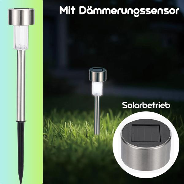18er-Set Mini-Solar-Wegeleuchten - Dämmerungssensor & Erdspiess - Kabellose LED-Gartenleuchten, spritzwassergeschützt, 8h Leuchtdauer