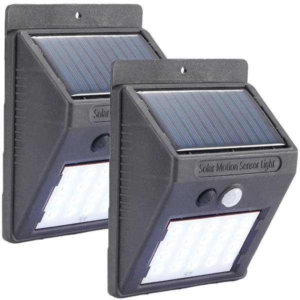 2er-Set Kompakte Solar-LED-Wandleuchte mit Bewegungsmelder (20 SMD-LEDs): Helles Licht für sichere Wege & Eingänge – Energiesparend & kabellos
