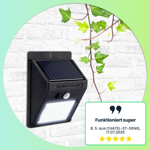 4er-Set Kompakte Solar-LED-Wandleuchte mit Bewegungsmelder (20 SMD-LEDs): Helles Licht für sichere Wege & Eingänge – Energiesparend & kabellos