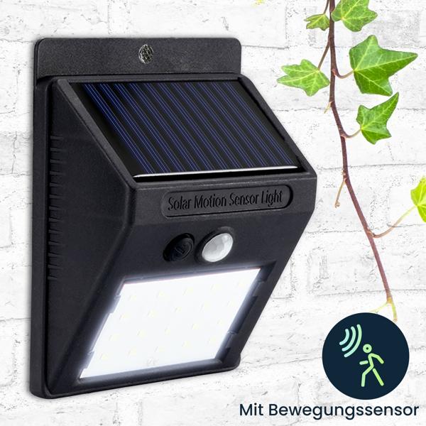 4er-Set Kompakte Solar-LED-Wandleuchte mit Bewegungsmelder (20 SMD-LEDs): Helles Licht für sichere Wege & Eingänge – Energiesparend & kabellos